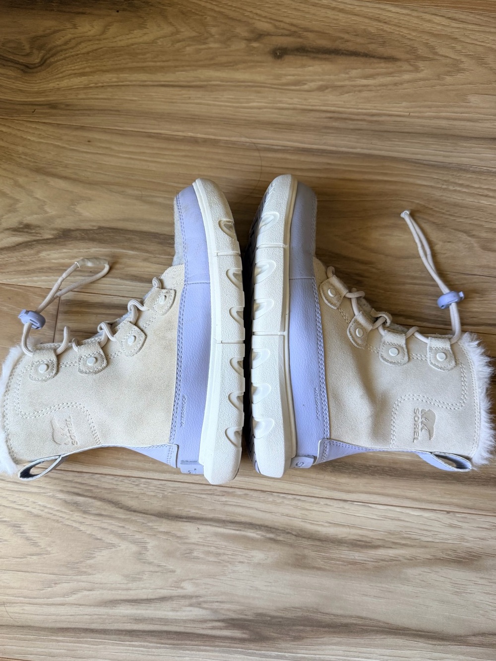 SOREL Kids' Explorer Waterproof Lace-Up Light Purple/Cream Winter Boots Size 2 - Picture 6 of 9